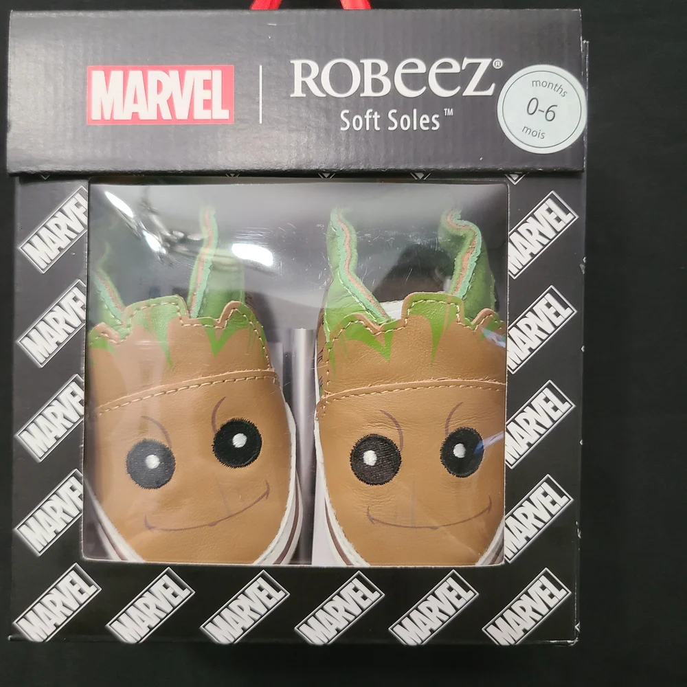 NEW Robeez Marvel Groot Soft Soles Baby Shoes 0-6 Months Robeez Shoes Disney